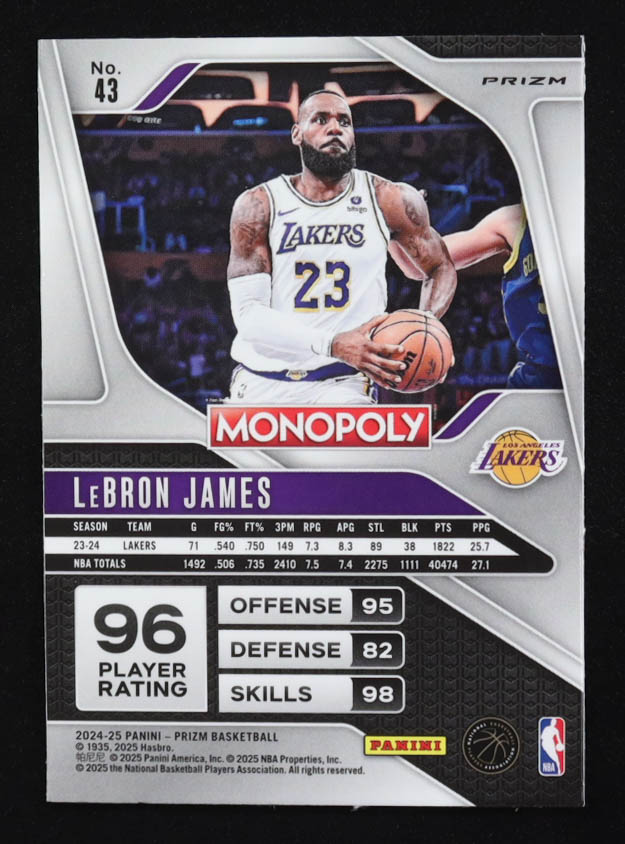 LeBron James 2024-25 Panini Prizm Monopoly Red #43 at PristineAuction.com LeBron James 2024-25 Panini Prizm Monopoly Red #43 at PristineAuction.com