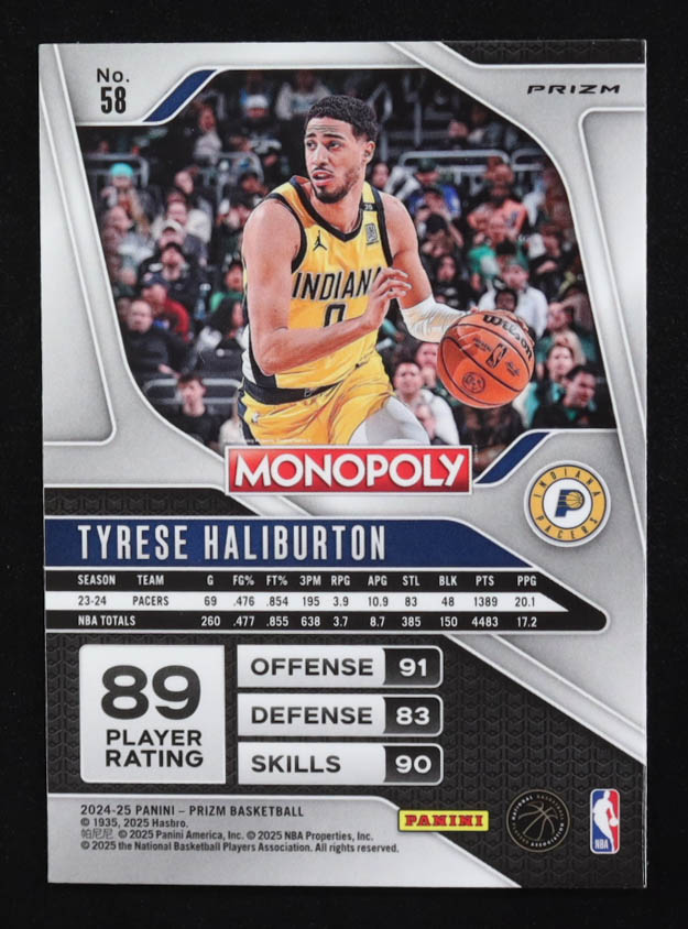 Tyrese Haliburton 2024-25 Panini Prizm Monopoly Red #58 at PristineAuction.com Tyrese Haliburton 2024-25 Panini Prizm Monopoly Red #58 at PristineAuction.com