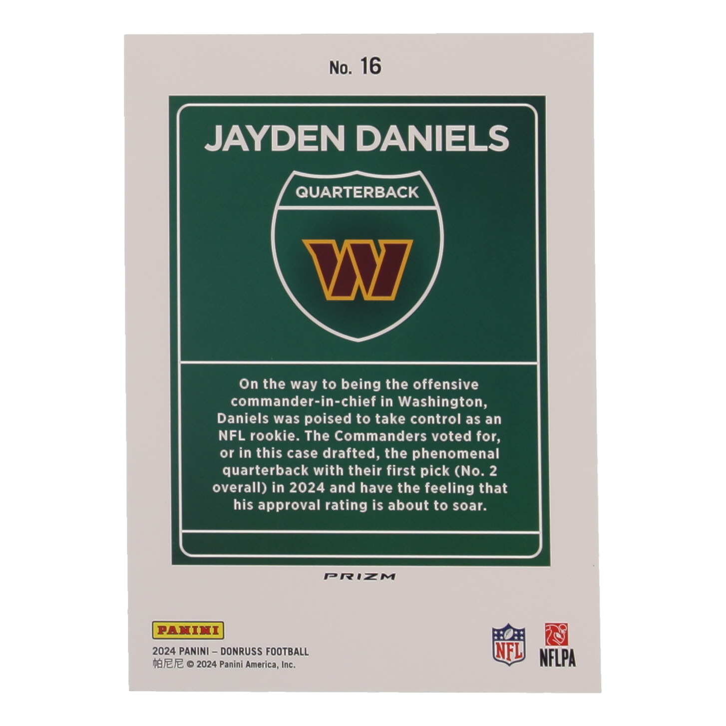 Jayden Daniels 2024 Panini Donruss Football Oversized Downtown Jumbo #16 RC at PristineAuction.com Jayden Daniels 2024 Panini Donruss Football Oversized Downtown Jumbo #16 RC at PristineAuction.com