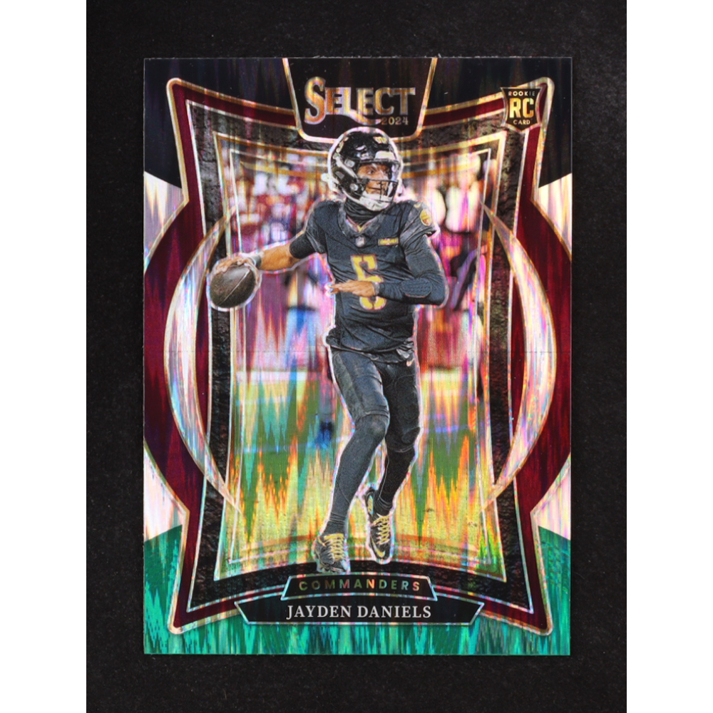 Jayden Daniels 2024 Select Prizm Black and Green Shock #26 RC at PristineAuction.com