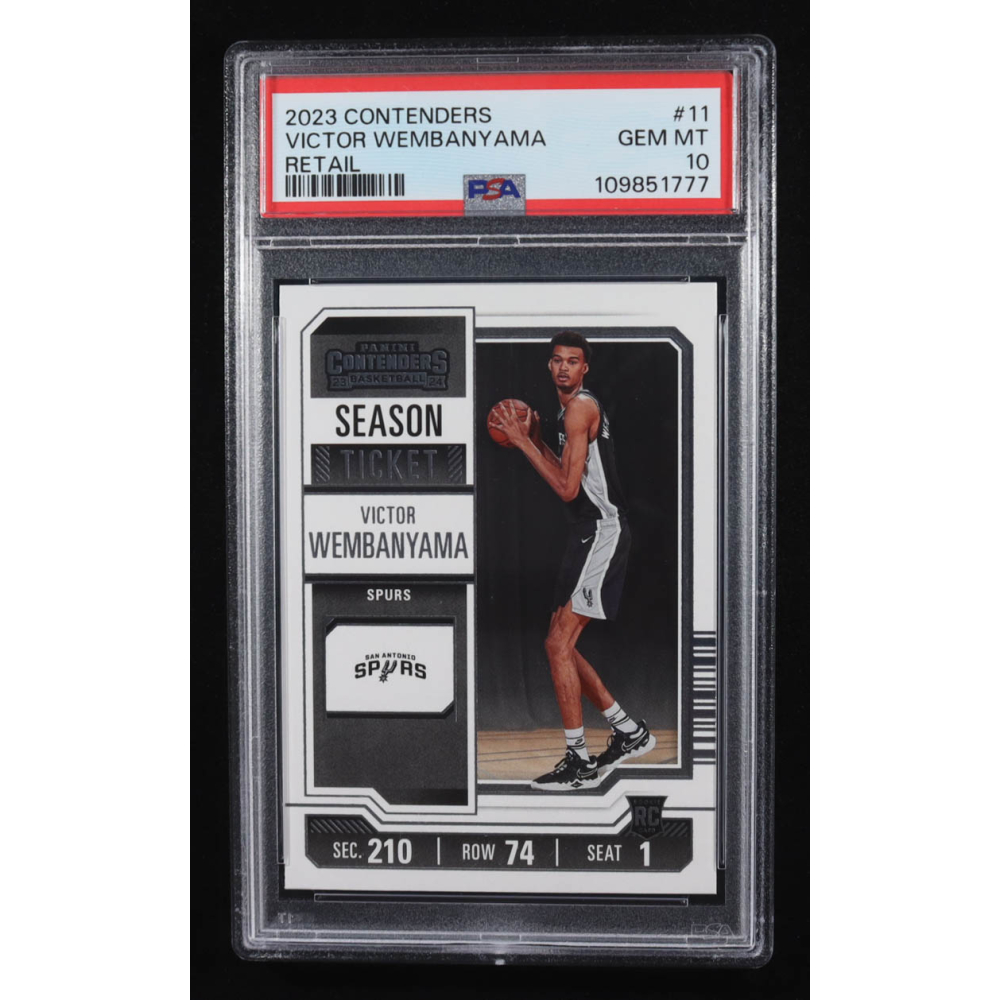 Victor Wembanyama 2023-24 Panini Contenders Retail #11 RC (PSA 10) at PristineAuction.com Victor Wembanyama 2023-24 Panini Contenders Retail #11 RC (PSA 10) at PristineAuction.com