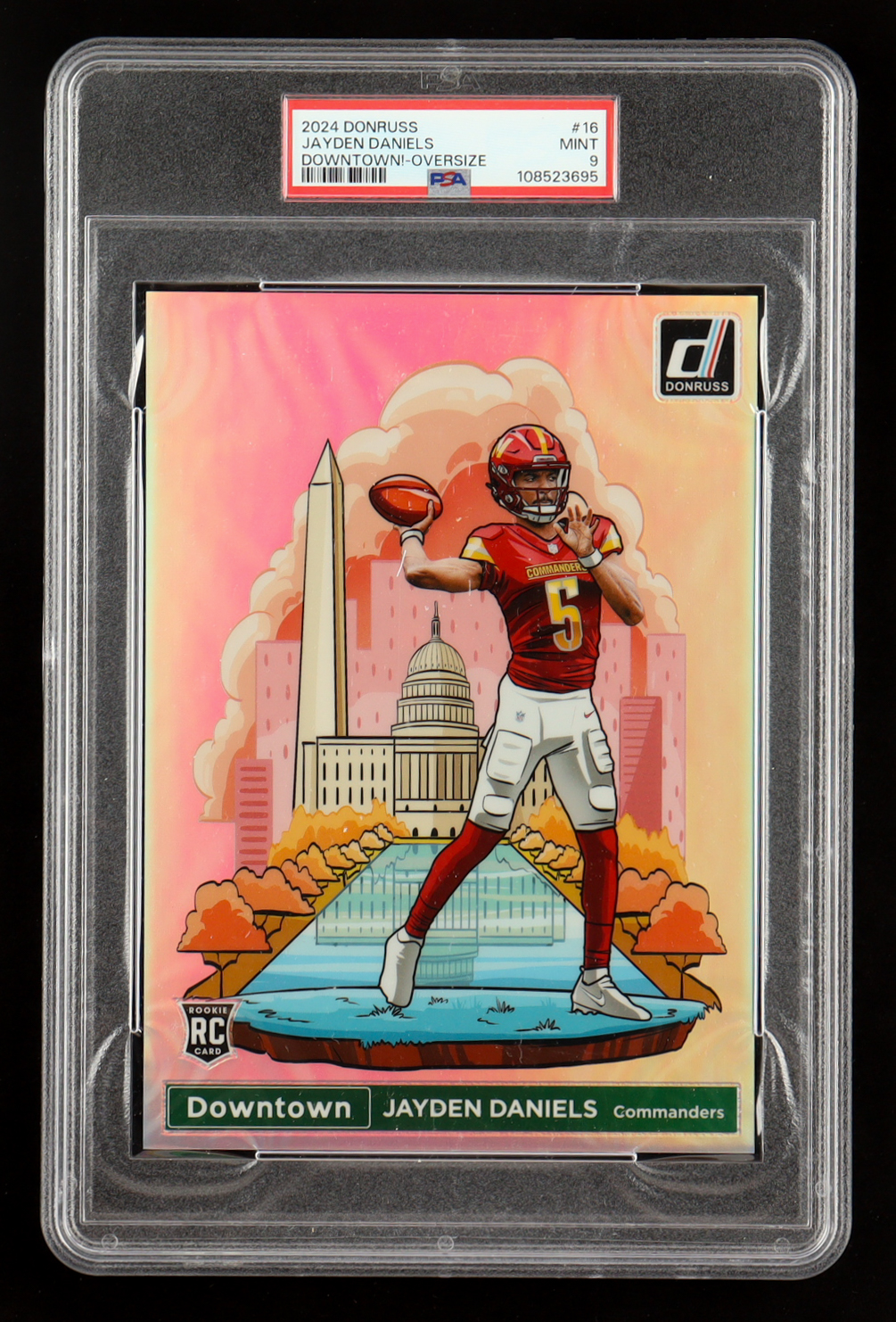 Jayden Daniels 2024 Donruss #16 Oversized Downtown RC (PSA 9) at PristineAuction.com Jayden Daniels 2024 Donruss #16 Oversized Downtown RC (PSA 9) at PristineAuction.com
