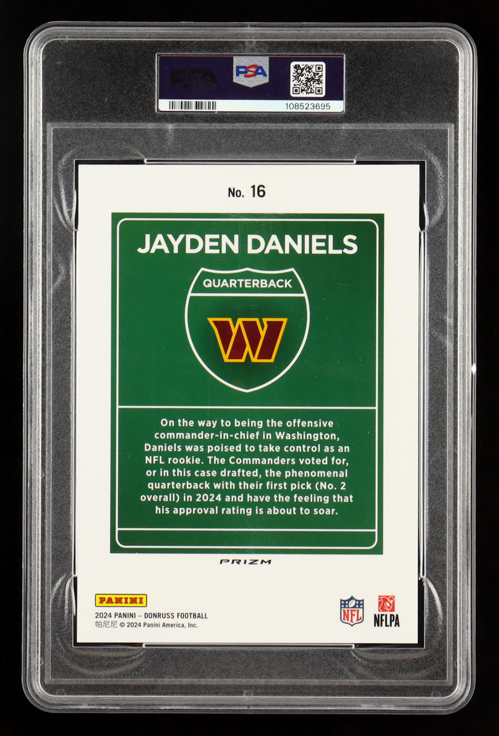 Jayden Daniels 2024 Donruss #16 Oversized Downtown RC (PSA 9) at PristineAuction.com Jayden Daniels 2024 Donruss #16 Oversized Downtown RC (PSA 9) at PristineAuction.com