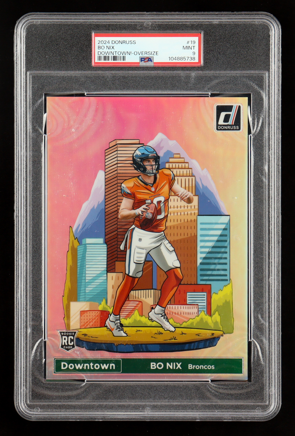 Bo Nix 2024 Donruss #19 Oversized Downtown RC (PSA 9) at PristineAuction.com Bo Nix 2024 Donruss #19 Oversized Downtown RC (PSA 9) at PristineAuction.com