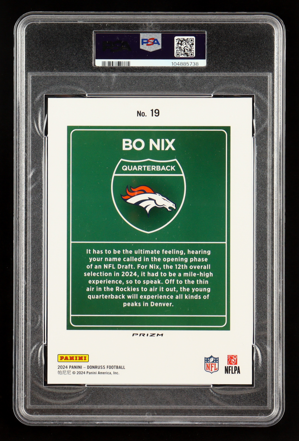 Bo Nix 2024 Donruss #19 Oversized Downtown RC (PSA 9) at PristineAuction.com Bo Nix 2024 Donruss #19 Oversized Downtown RC (PSA 9) at PristineAuction.com