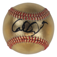 Derek Jeter Signed OML Gold Leather Baseball (Beckett) at PristineAuction.com