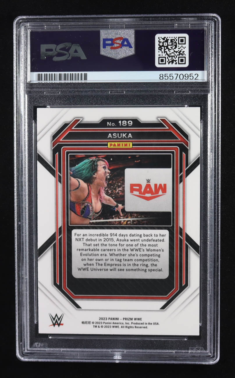 Asuka Signed 2023 Panini Prizm Trading Card Raw #189 (PSA | Autograph Grade PSA Authentic) at PristineAuction.com Asuka Signed 2023 Panini Prizm Trading Card Raw #189 (PSA | Autograph Grade PSA Authentic) at PristineAuction.com