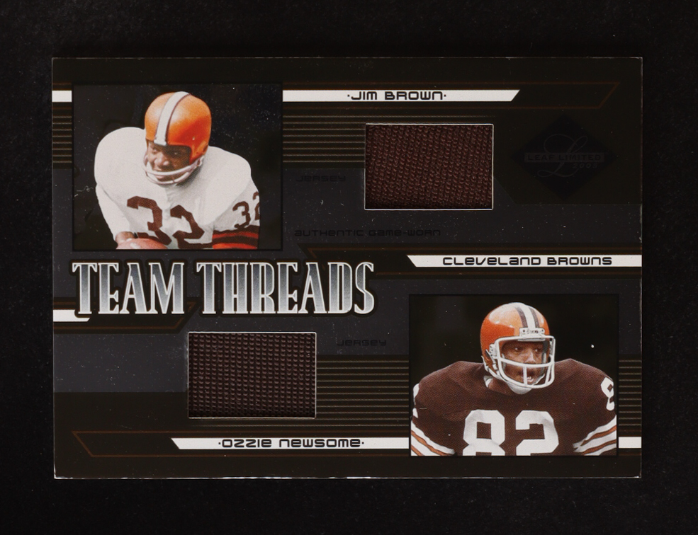 Jim Brown / Ozzie Newsome 2005 Leaf Limited Team Threads Dual #TT5 #11/75 at PristineAuction.com Jim Brown / Ozzie Newsome 2005 Leaf Limited Team Threads Dual #TT5 #11/75 at PristineAuction.com