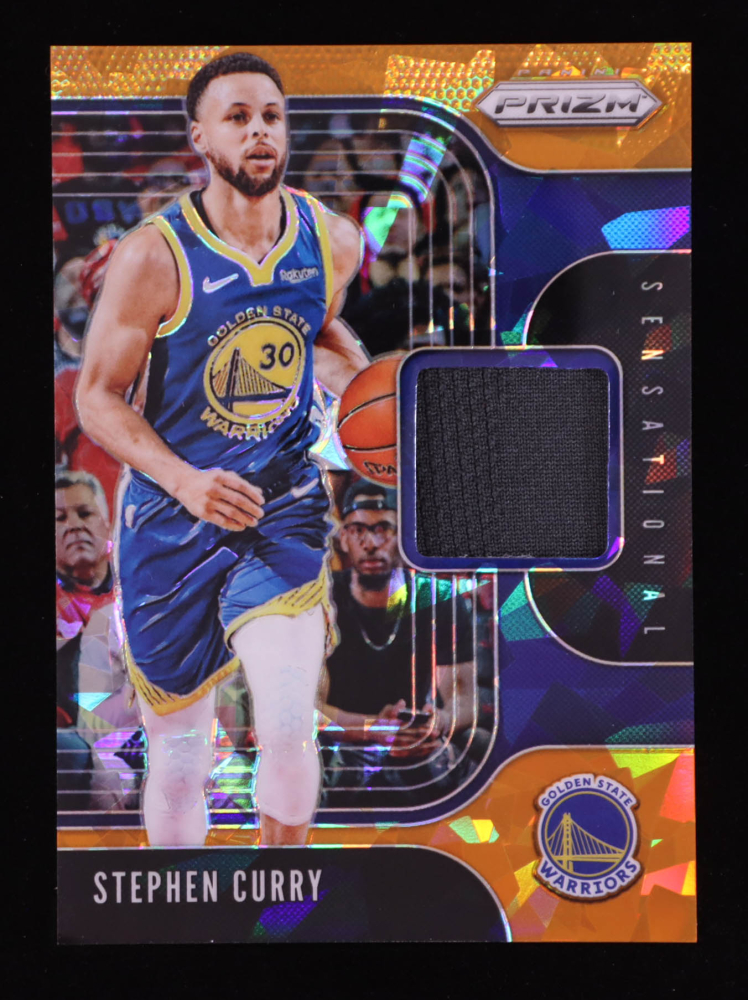 Stephen Curry 2019-20 Panini Prizm Sensational Swatches Prizms Orange Ice #93
