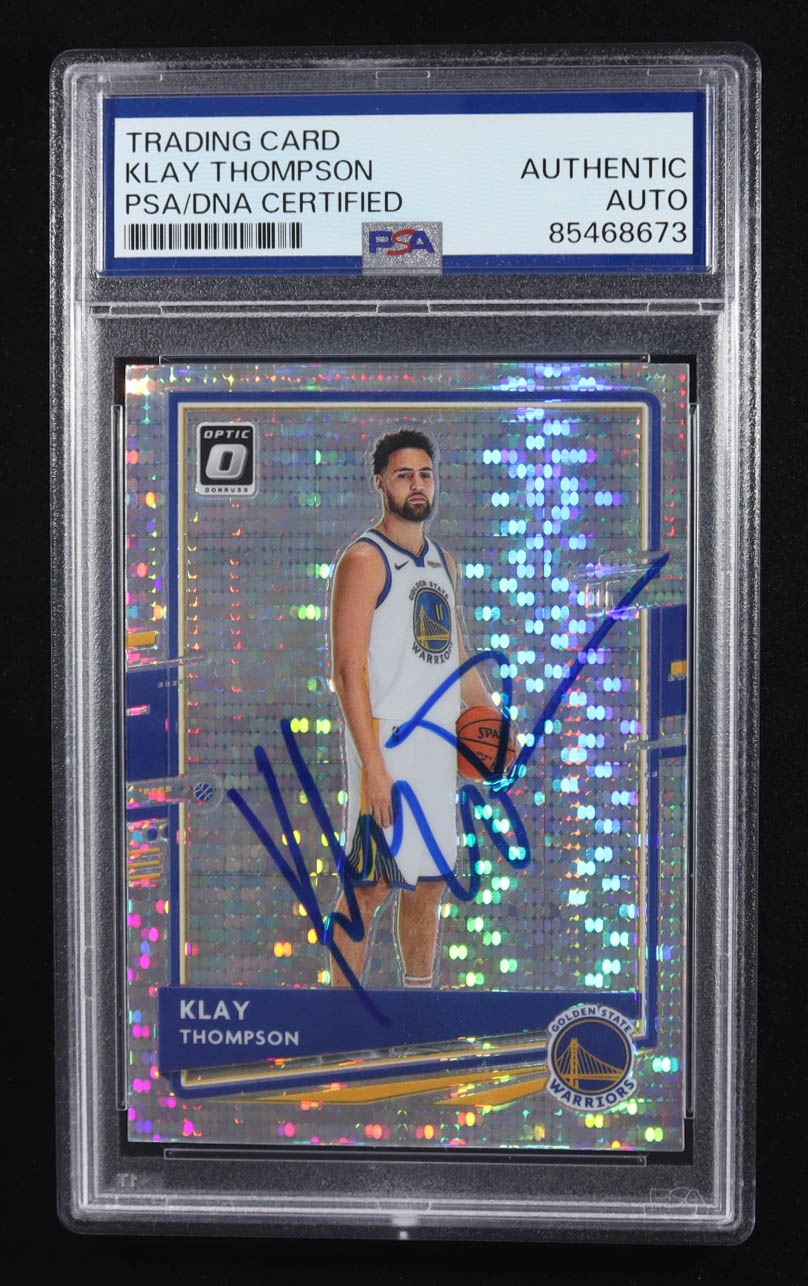 Klay Thompson 2020-21 Panini Prizm Donruss Optic Trading Card #49 (PSA | Autograph Grade PSA Authentic) at PristineAuction.com Klay Thompson 2020-21 Panini Prizm Donruss Optic Trading Card #49 (PSA | Autograph Grade PSA Authentic) at PristineAuction.com