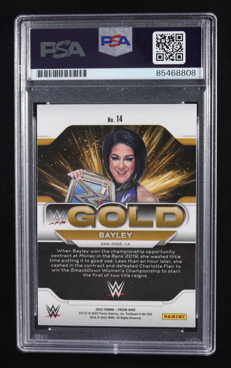 Bayley Signed 2022 Panini Prizm Gold Smackdown #14 (PSA) at PristineAuction.com Bayley Signed 2022 Panini Prizm Gold Smackdown #14 (PSA) at PristineAuction.com