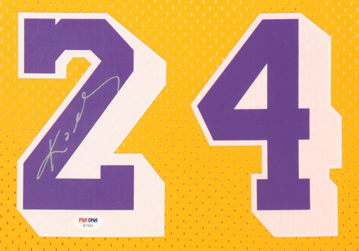 Kobe Bryant Signed Lakers Custom Framed Jersey Display (PSA) at PristineAuction.com Kobe Bryant Signed Lakers Custom Framed Jersey Display (PSA) at PristineAuction.com