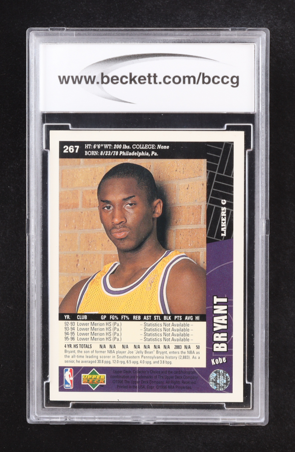 Kobe Bryant 1996-97 Collector's Choice #267 RC (BCCG 10) at PristineAuction.com Kobe Bryant 1996-97 Collector's Choice #267 RC (BCCG 10) at PristineAuction.com
