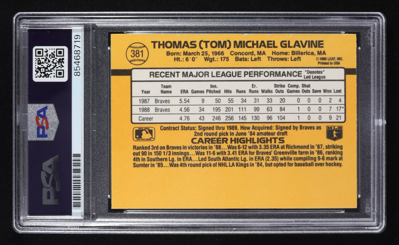 Tom Glavine Signed 2021 Topps Chrome Trading Card #381 (PSA | Autograph Grade PSA Authentic) at PristineAuction.com Tom Glavine Signed 2021 Topps Chrome Trading Card #381 (PSA | Autograph Grade PSA Authentic) at PristineAuction.com