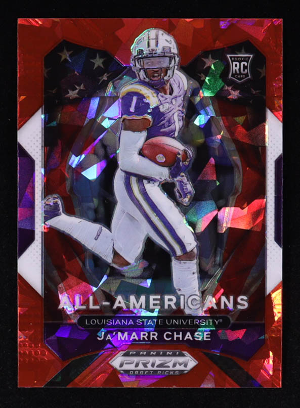 Ja'Marr Chase 2021 Panini Prizm Draft Picks Prizms Red Ice AA #185 RC at PristineAuction.com Ja'Marr Chase 2021 Panini Prizm Draft Picks Prizms Red Ice AA #185 RC at PristineAuction.com