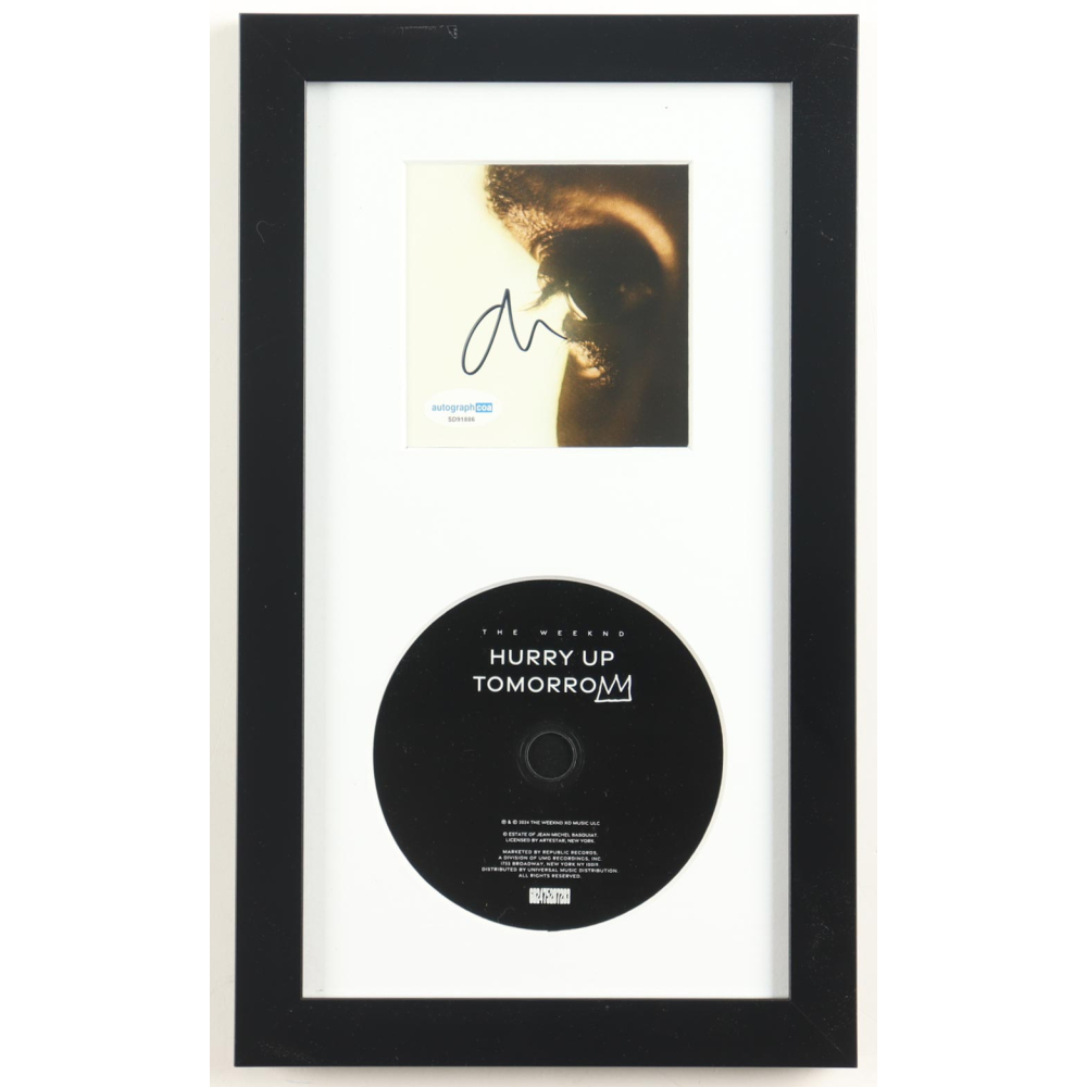 The Weeknd Signed Custom Framed "Hurry Up Tomorrow" CD Album Insert Display (ACOA) at PristineAuction.com