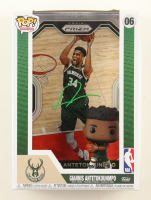 Giannis Antetokounmpo Signed Bucks #06 NBA Panini Prizm Funko Pop! Cover Vinyl Figure (Beckett) at PristineAuction.com
