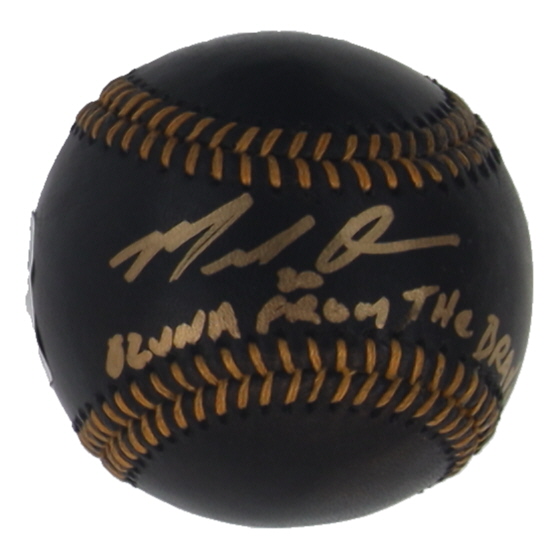 Marcell Ozuna Signed Black Leather OML Baseball Inscribed "Ozuna From The Braves" (Beckett) at PristineAuction.com Marcell Ozuna Signed Black Leather OML Baseball Inscribed "Ozuna From The Braves" (Beckett) at PristineAuction.com