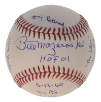 Bill Mazeroski Signed OML Baseball with Multiple Career Stat Inscriptions (JSA) at PristineAuction.com