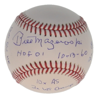 Bill Mazeroski Signed OML Baseball with Multiple Career Stat Inscriptions (JSA) at PristineAuction.com