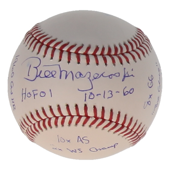 Bill Mazeroski Signed OML Baseball with Multiple Career Stat Inscriptions (JSA) at PristineAuction.com Bill Mazeroski Signed OML Baseball with Multiple Career Stat Inscriptions (JSA) at PristineAuction.com