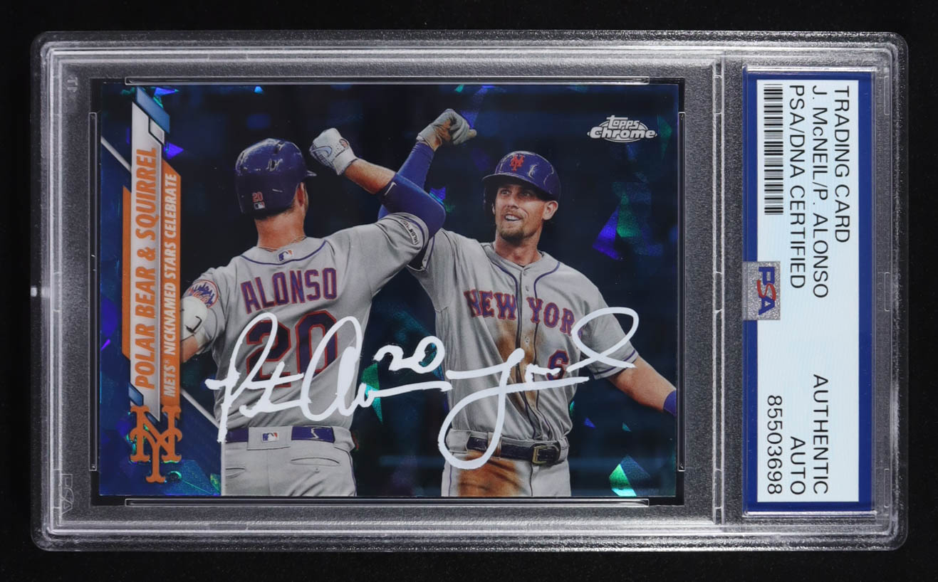 Pete Alonso/Jeff McNeil Signed 2020 Topps Chrome Trading Card Veteran Combos #U-290 (PSA | Autograph Grade PSA Authentic) at PristineAuction.com Pete Alonso/Jeff McNeil Signed 2020 Topps Chrome Trading Card Veteran Combos #U-290 (PSA | Autograph Grade PSA Authentic) at PristineAuction.com