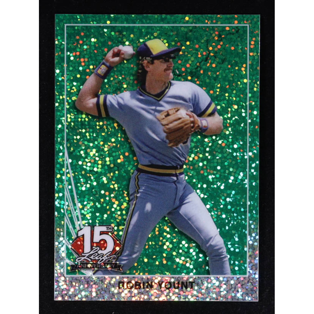 Robin Yount 2025 Leaf 15th Year Anniversary National Convention '90 Leaf Green Sparkle #90B142 #3/6 at PristineAuction.com