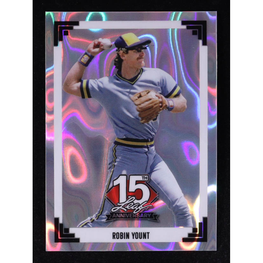 Robin Yount 2025 Leaf 15th Year Anniversary National Convention '91 Leaf Silver Lava #91B142 #10/15 at PristineAuction.com