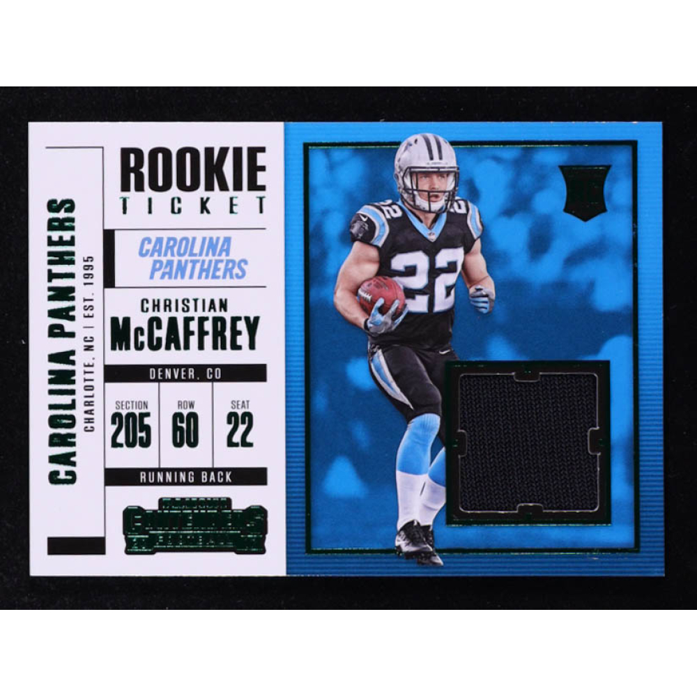 Christian McCaffrey 2017 Panini Contenders Rookie Ticket Swatches #SW11 RC at PristineAuction.com