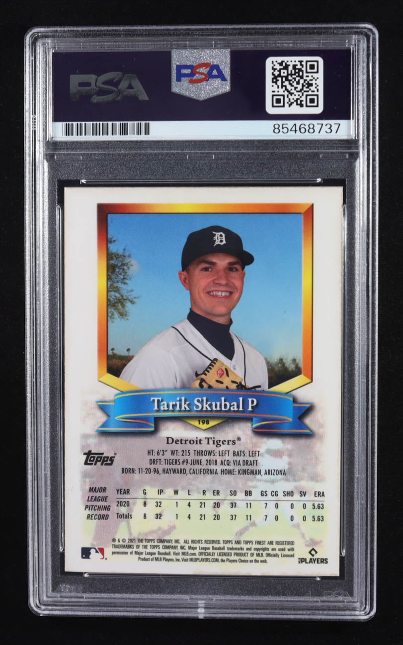 Tarik Skubal Signed 2021 Topps Finest Trading Card  #198 RC (PSA | Autograph Grade PSA Authentic) at PristineAuction.com Tarik Skubal Signed 2021 Topps Finest Trading Card  #198 RC (PSA | Autograph Grade PSA Authentic) at PristineAuction.com