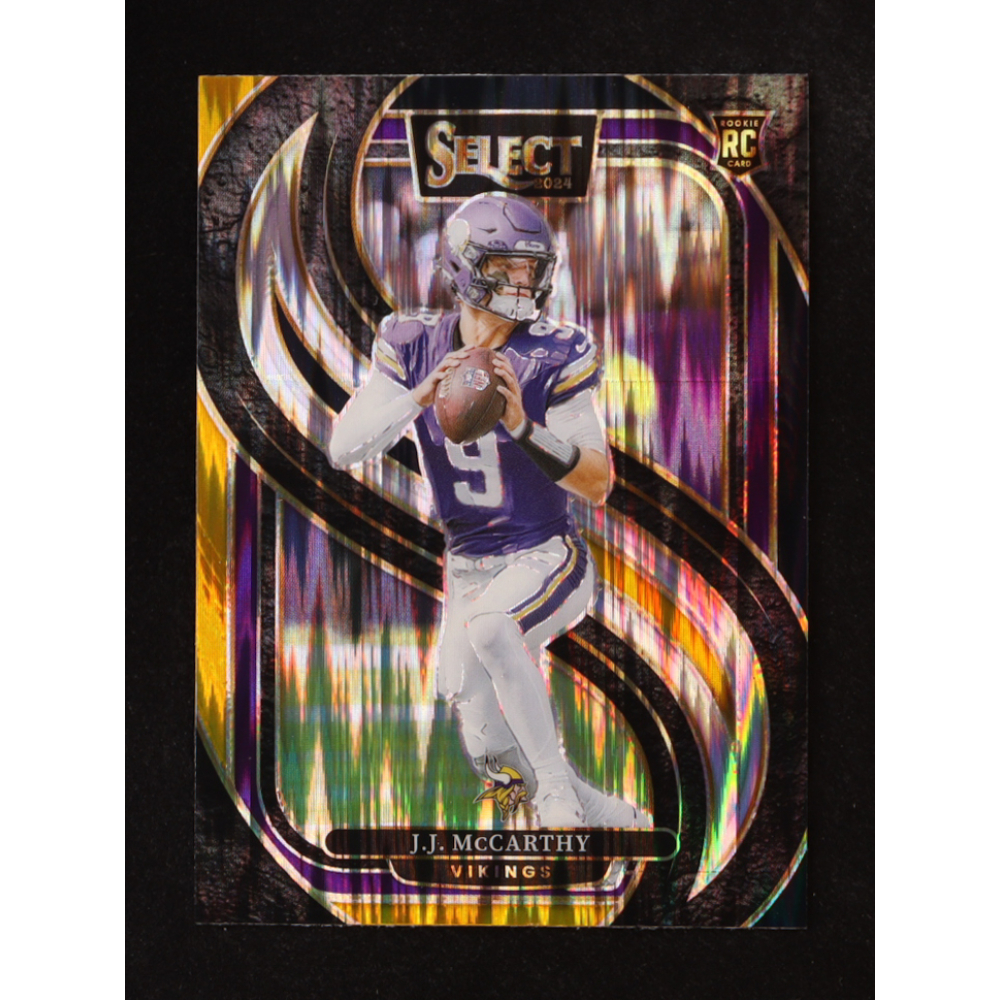 JJ McCarthy 2024 Select Prizm Black and Gold Shock #134 RC at PristineAuction.com