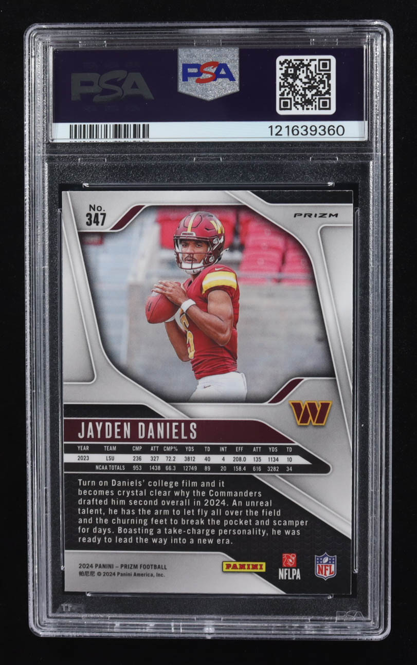 Jayden Daniels 2024 Panini Prizm Prizms Lazer #347 RC (PSA 10) at PristineAuction.com Jayden Daniels 2024 Panini Prizm Prizms Lazer #347 RC (PSA 10) at PristineAuction.com