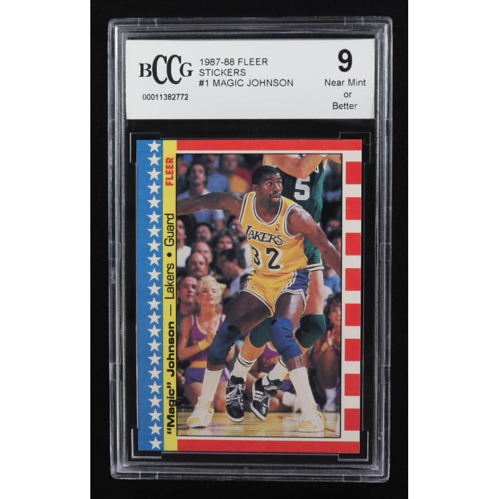 Magic Johnson 1987-88 Fleer Stickers #1 (BCCG 9) at PristineAuction.com