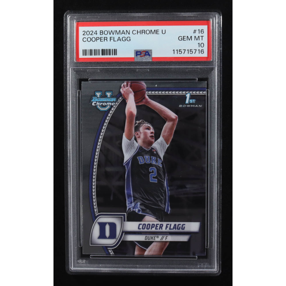 Cooper Flagg 2024-25 Bowman Chrome University #16 RC (PSA 10) at PristineAuction.com