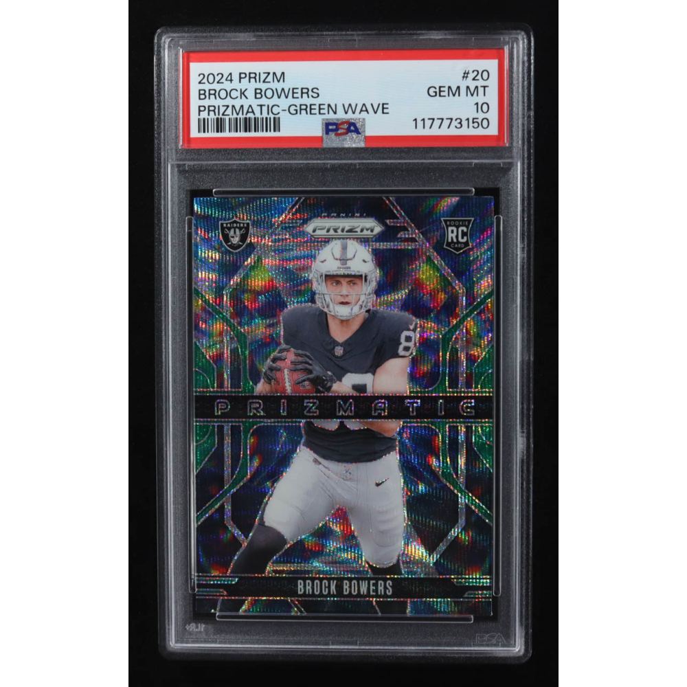 Brock Bowers 2024 Panini Prizm Prizmatic Prizms Green Wave #20 RC (PSA 10) at PristineAuction.com