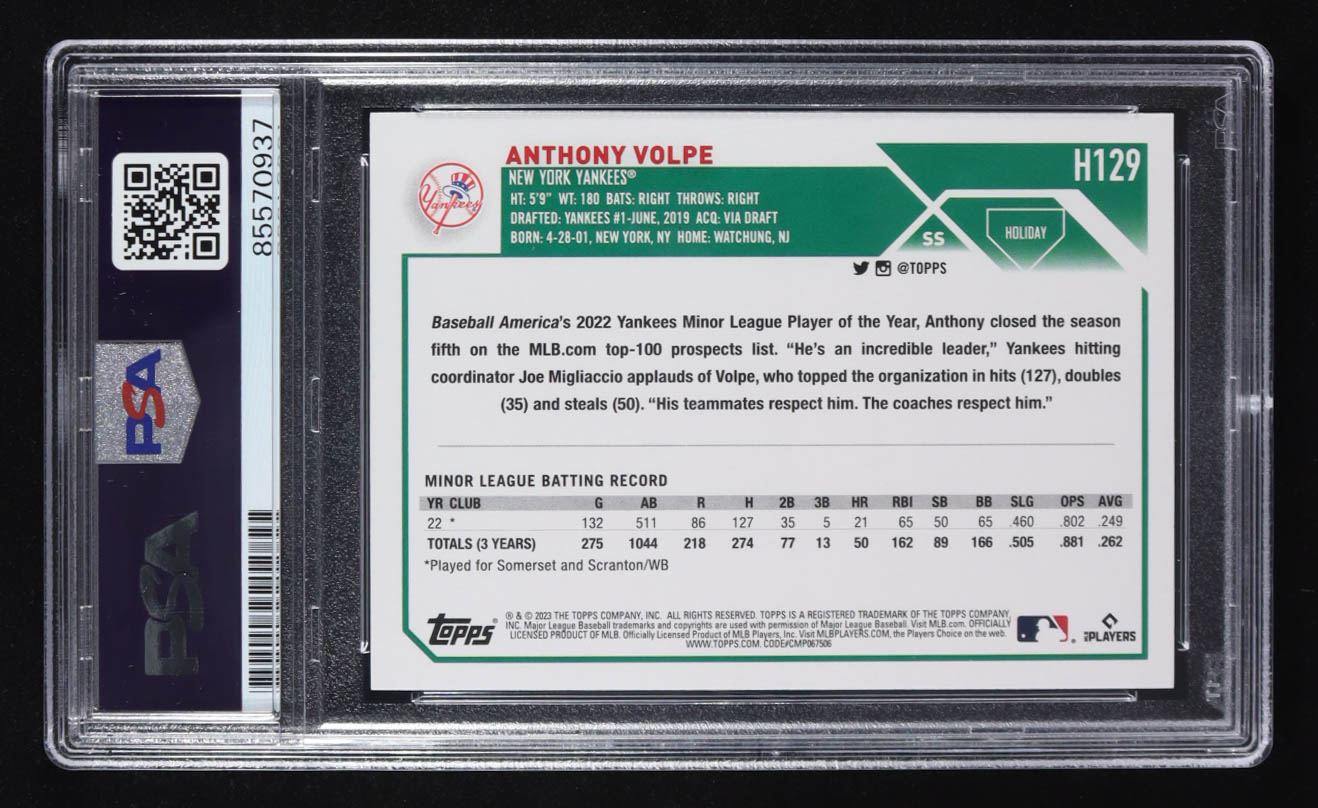 Anthony Volpe Signed 2023 Bowman Holiday #H129 RC (PSA) at PristineAuction.com Anthony Volpe Signed 2023 Bowman Holiday #H129 RC (PSA) at PristineAuction.com
