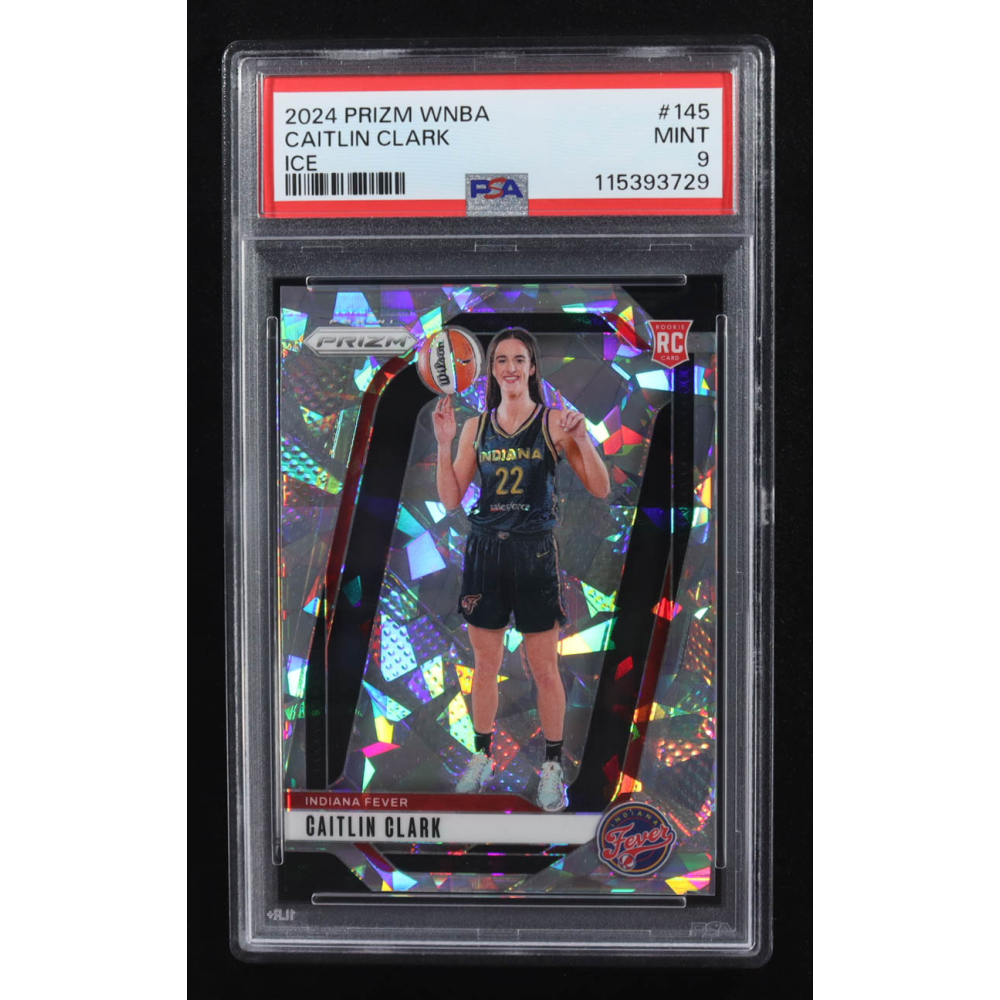 Caitlin Clark 2024 Panini Prizm WNBA Prizms Ice #145 RC (PSA 9) at PristineAuction.com