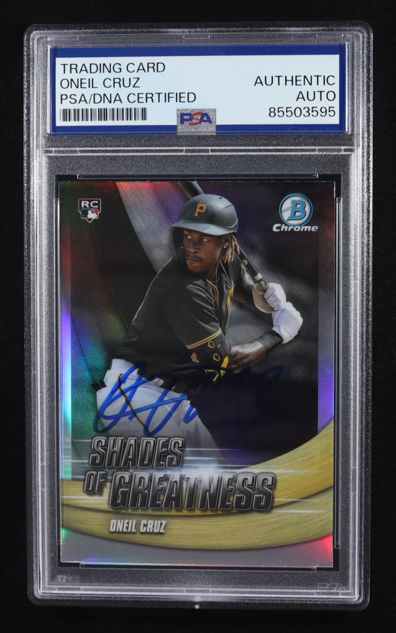 Oneil Cruz  Signed 2022 Bowman Chrome Trading Card #SG-23 RC (PSA | Autograph Graded PSA Authentic) at PristineAuction.com Oneil Cruz  Signed 2022 Bowman Chrome Trading Card #SG-23 RC (PSA | Autograph Graded PSA Authentic) at PristineAuction.com
