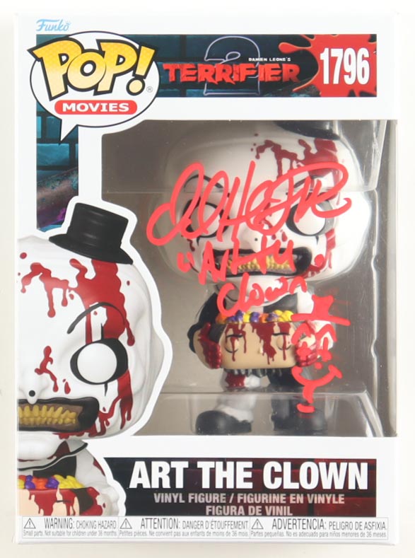 David Howard Thornton Signed "Terrifier" #1796 Art The Clown Funko Pop! Vinyl Figure Inscribed "Art The Clown" (JSA) at PristineAuction.com David Howard Thornton Signed "Terrifier" #1796 Art The Clown Funko Pop! Vinyl Figure Inscribed "Art The Clown" (JSA) at PristineAuction.com