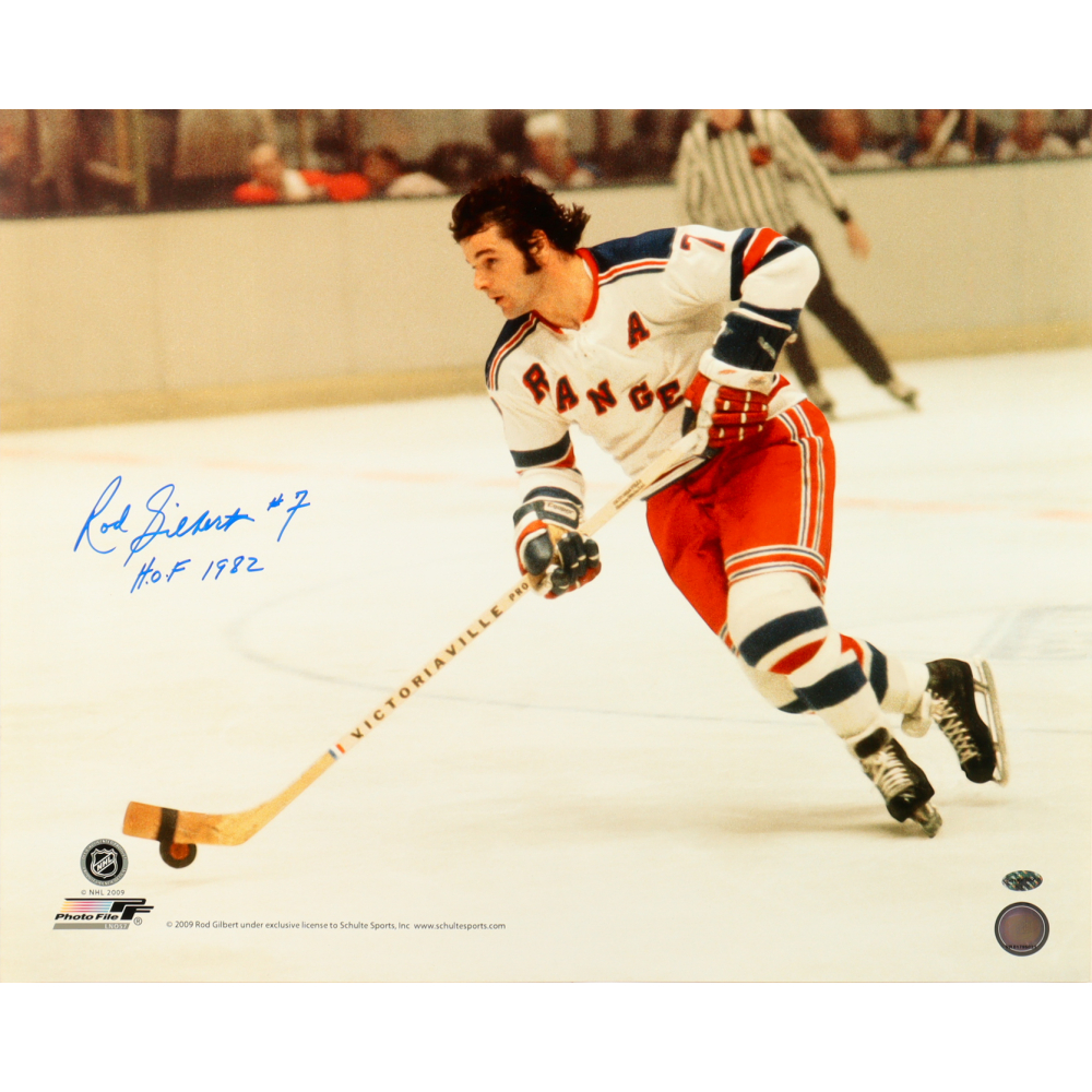 Rod Gilbert Signed Rangers 16x20 Photo Inscribed "H.O.F. 1982" (Schulte) at PristineAuction.com