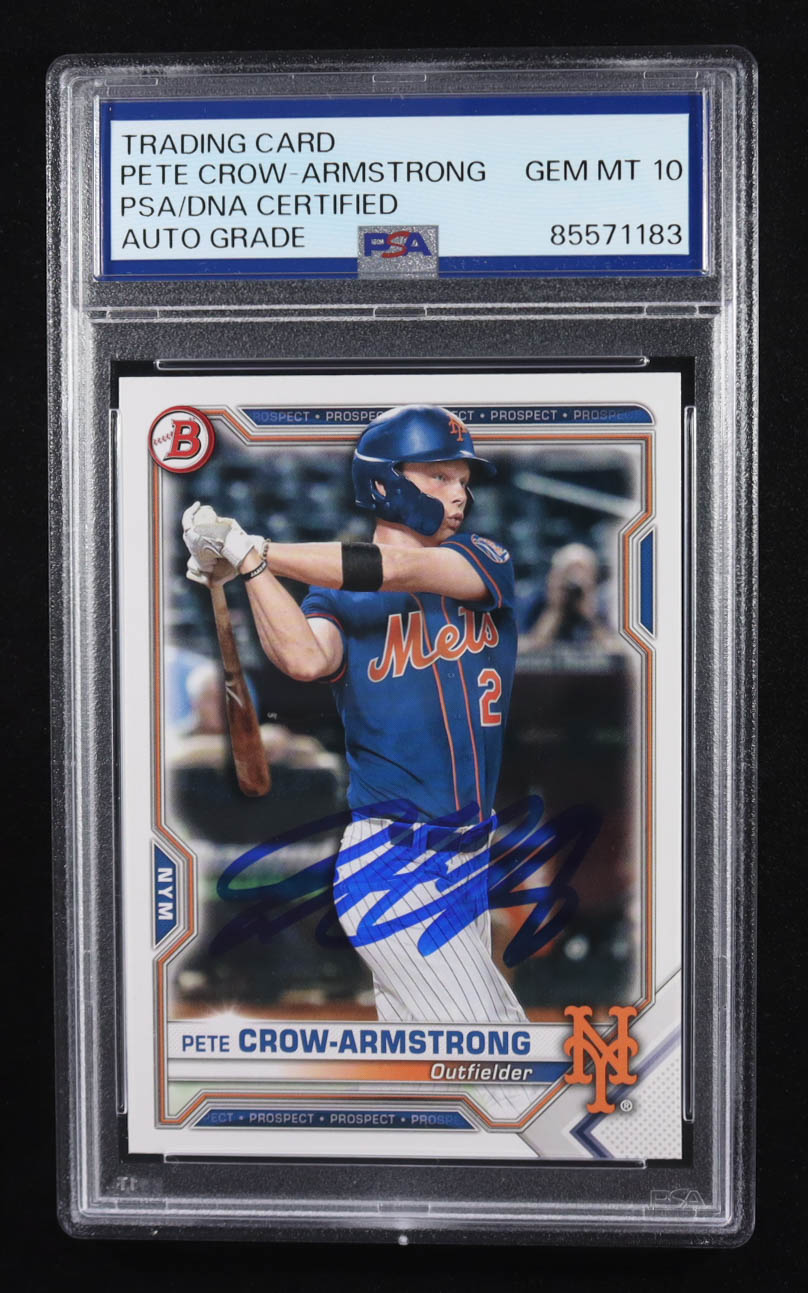 Pete Crow-Armstrong Signed 2021 Bowman Topps Trading Card #BP-22 RC (PSA | Autograph Graded 10) at PristineAuction.com Pete Crow-Armstrong Signed 2021 Bowman Topps Trading Card #BP-22 RC (PSA | Autograph Graded 10) at PristineAuction.com
