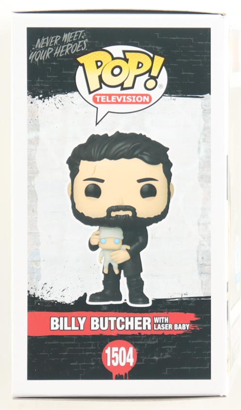 Karl Urban Signed "The Boys" #1504 Billy Butcher with Laser Baby Funko Pop! Vinyl Figure Inscribed "Butcher" (JSA) at PristineAuction.com Karl Urban Signed "The Boys" #1504 Billy Butcher with Laser Baby Funko Pop! Vinyl Figure Inscribed "Butcher" (JSA) at PristineAuction.com