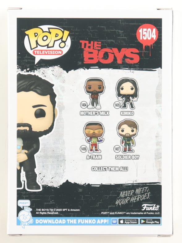 Karl Urban Signed "The Boys" #1504 Billy Butcher with Laser Baby Funko Pop! Vinyl Figure Inscribed "Butcher" (JSA) at PristineAuction.com Karl Urban Signed "The Boys" #1504 Billy Butcher with Laser Baby Funko Pop! Vinyl Figure Inscribed "Butcher" (JSA) at PristineAuction.com