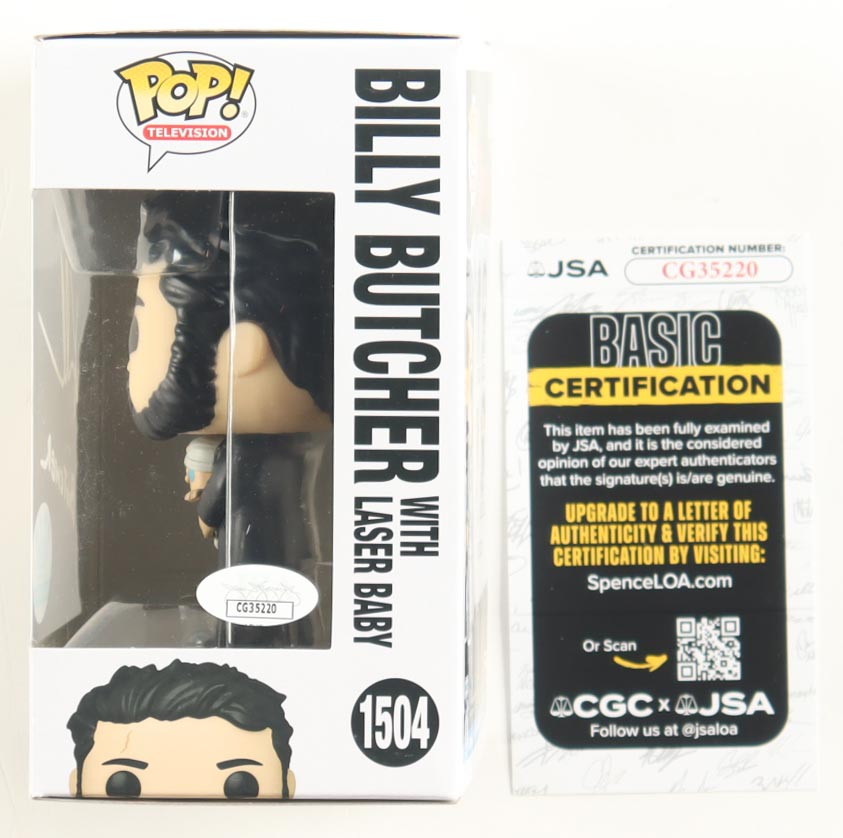 Karl Urban Signed "The Boys" #1504 Billy Butcher with Laser Baby Funko Pop! Vinyl Figure Inscribed "Butcher" (JSA) at PristineAuction.com Karl Urban Signed "The Boys" #1504 Billy Butcher with Laser Baby Funko Pop! Vinyl Figure Inscribed "Butcher" (JSA) at PristineAuction.com
