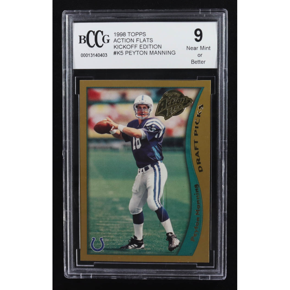 Peyton Manning 1998 Topps Action Flats Kickoff Edition #K5 RC (BCCG 9) at PristineAuction.com