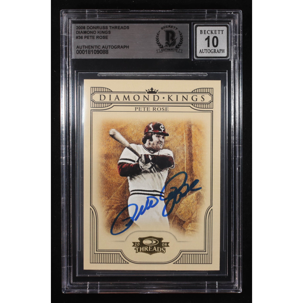 Pete Rose Signed 2008 Donruss Threads Diamond Kings #36 (BGS | Auto 10) at PristineAuction.com