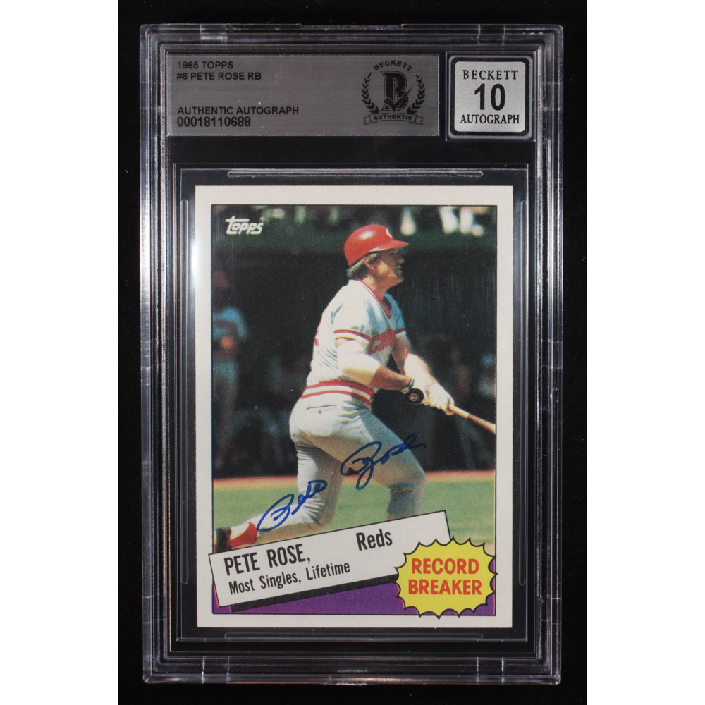 Pete Rose Signed 1985 Topps RB #6 (BGS | Auto 10) at PristineAuction.com