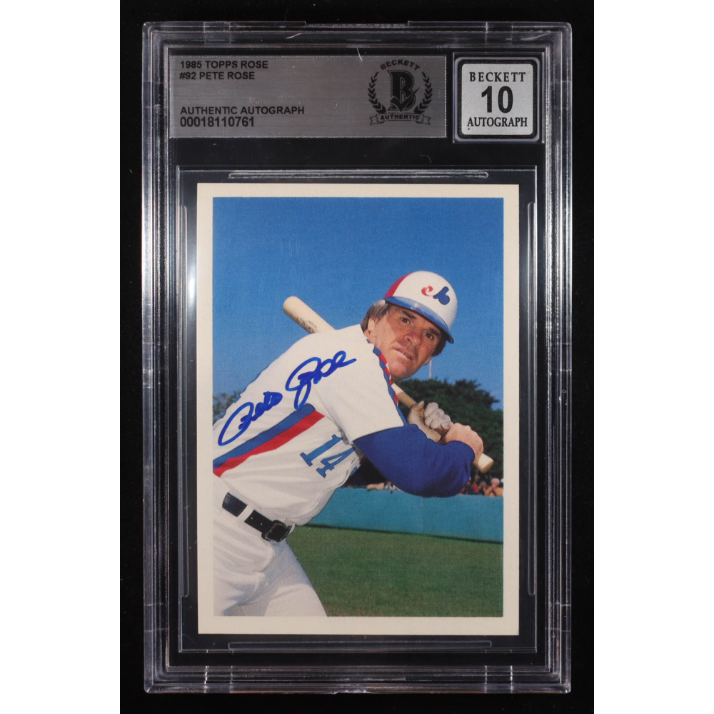 Pete Rose Signed 1985 Topps Rose #92 (BGS | Auto 10) at PristineAuction.com