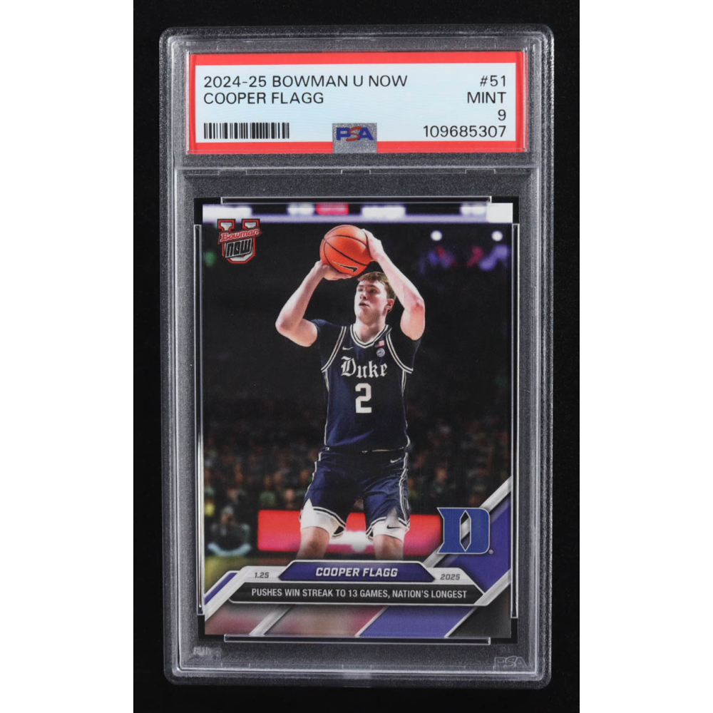 Cooper Flagg 2024-25 Bowman University Now #51 RC (PSA 9) at PristineAuction.com