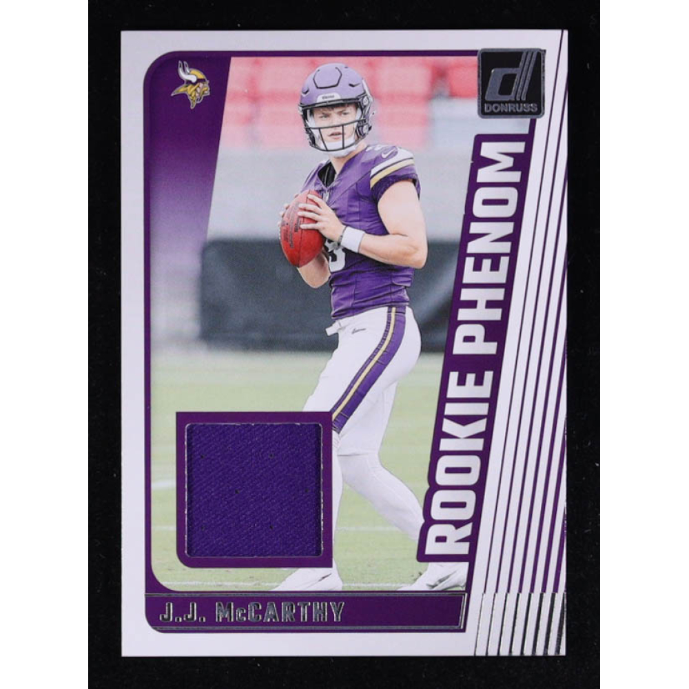 J.J. McCarthy 2024 Donruss Rookie Phenom Jerseys #24 RC at PristineAuction.com